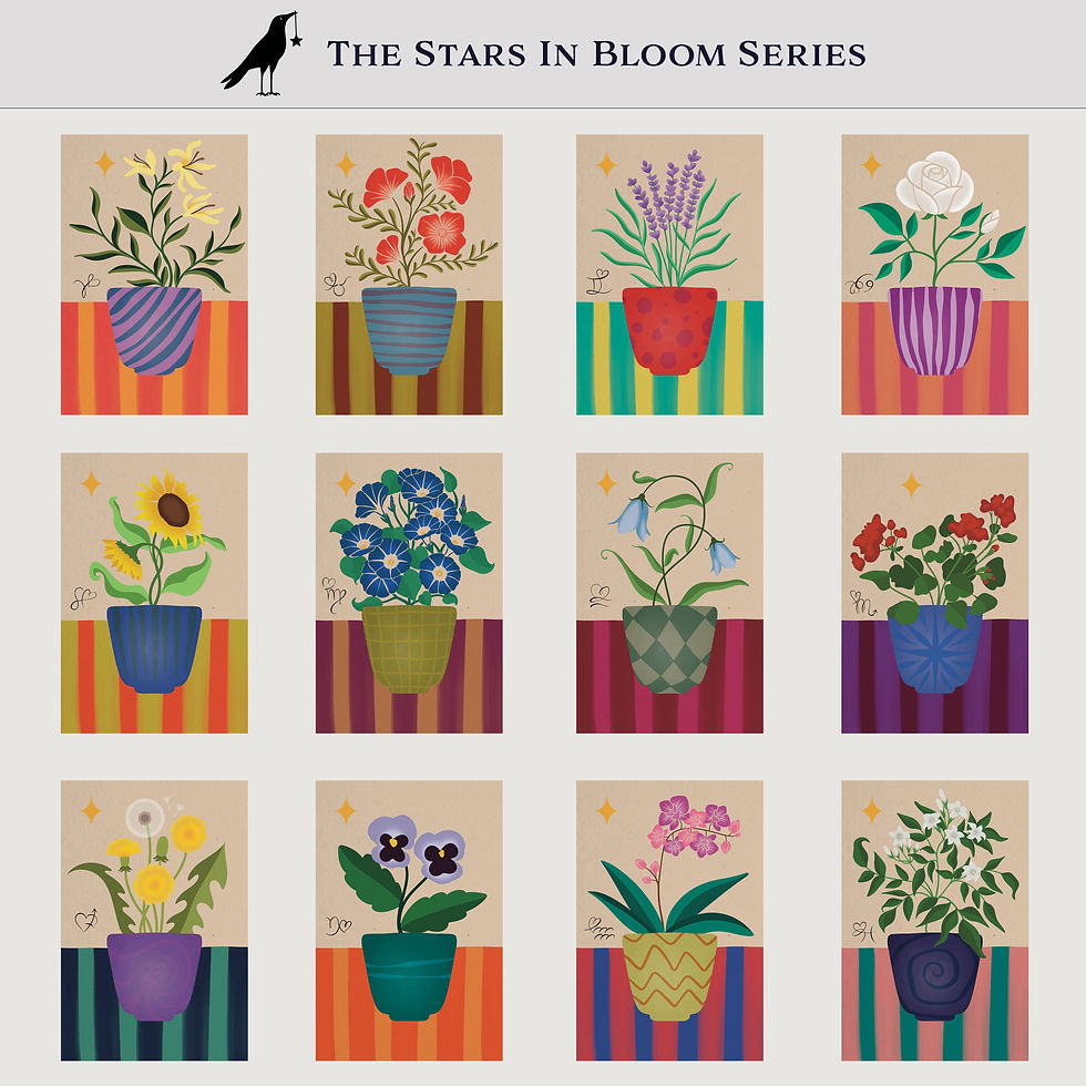 Thumbnail: Pisces Stars In Bloom Botanical Pop Art | Printable Artwork