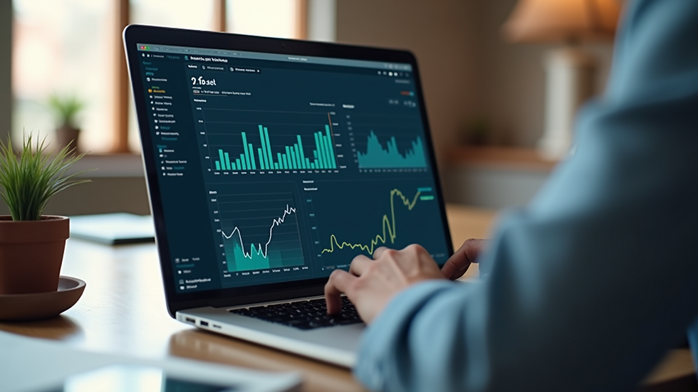 Eye-level view of a laptop screen displaying product analytics dashboard