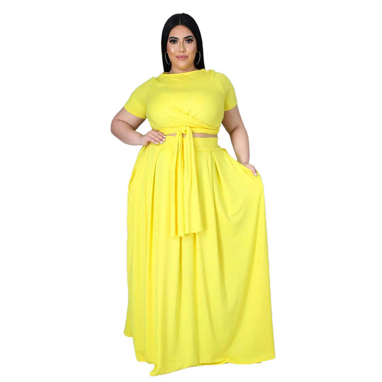 Thumbnail: 5XL Plus Size Ladies Casual Clothes Short Sleeve Tops Skirts set