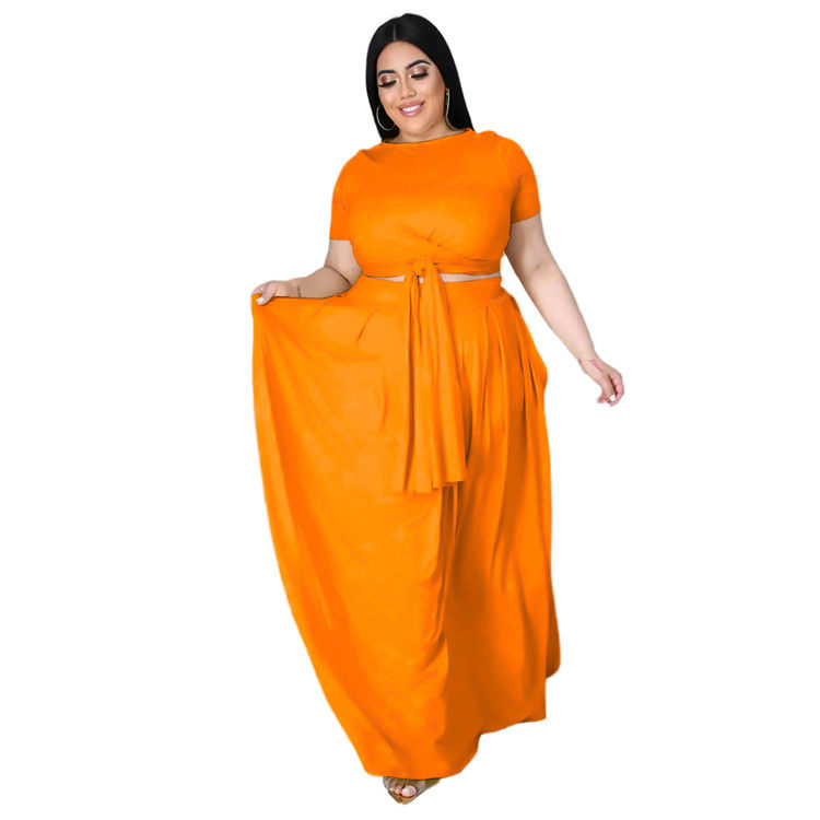 Thumbnail: 5XL Plus Size Ladies Casual Clothes Short Sleeve Tops Skirts set