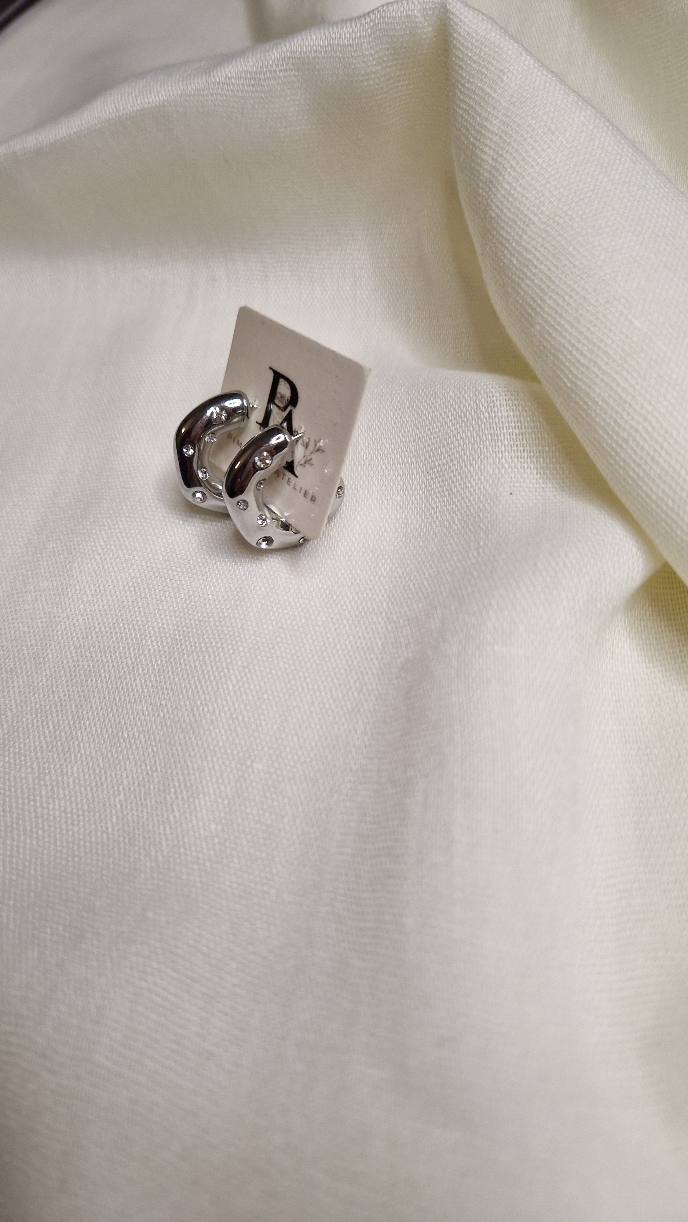 Brincos Prateados com Brilhantes