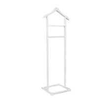 Otel ahşap dilsiz uşak – beyaz renkli, tekli dilsiz uşak, tek tepelî ayaklı askı