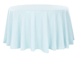Runde Tischdecke Baby Blue 275cm für romantische Hochzeiten und Events.