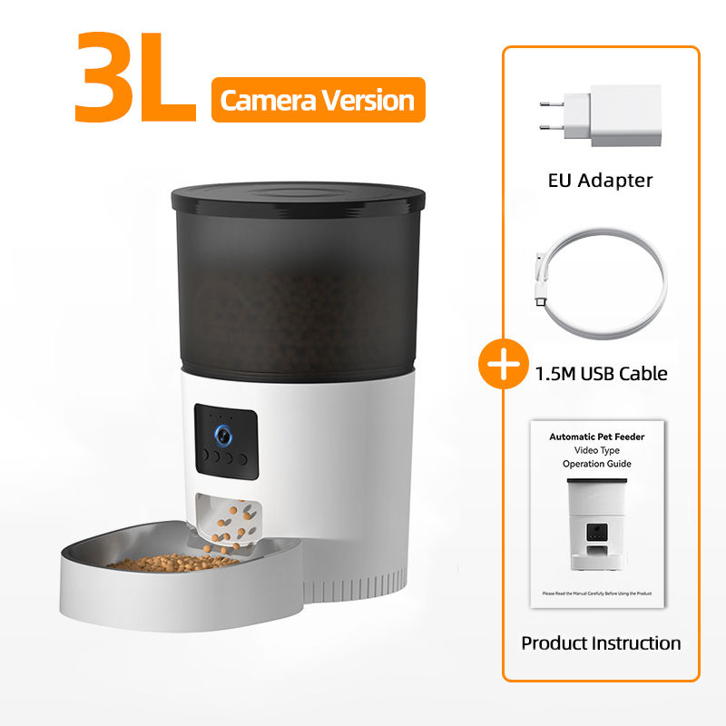 ROJECO Automatic Cat Feeder With Camera Video Cat Food Dispenser Pet Smart Voice