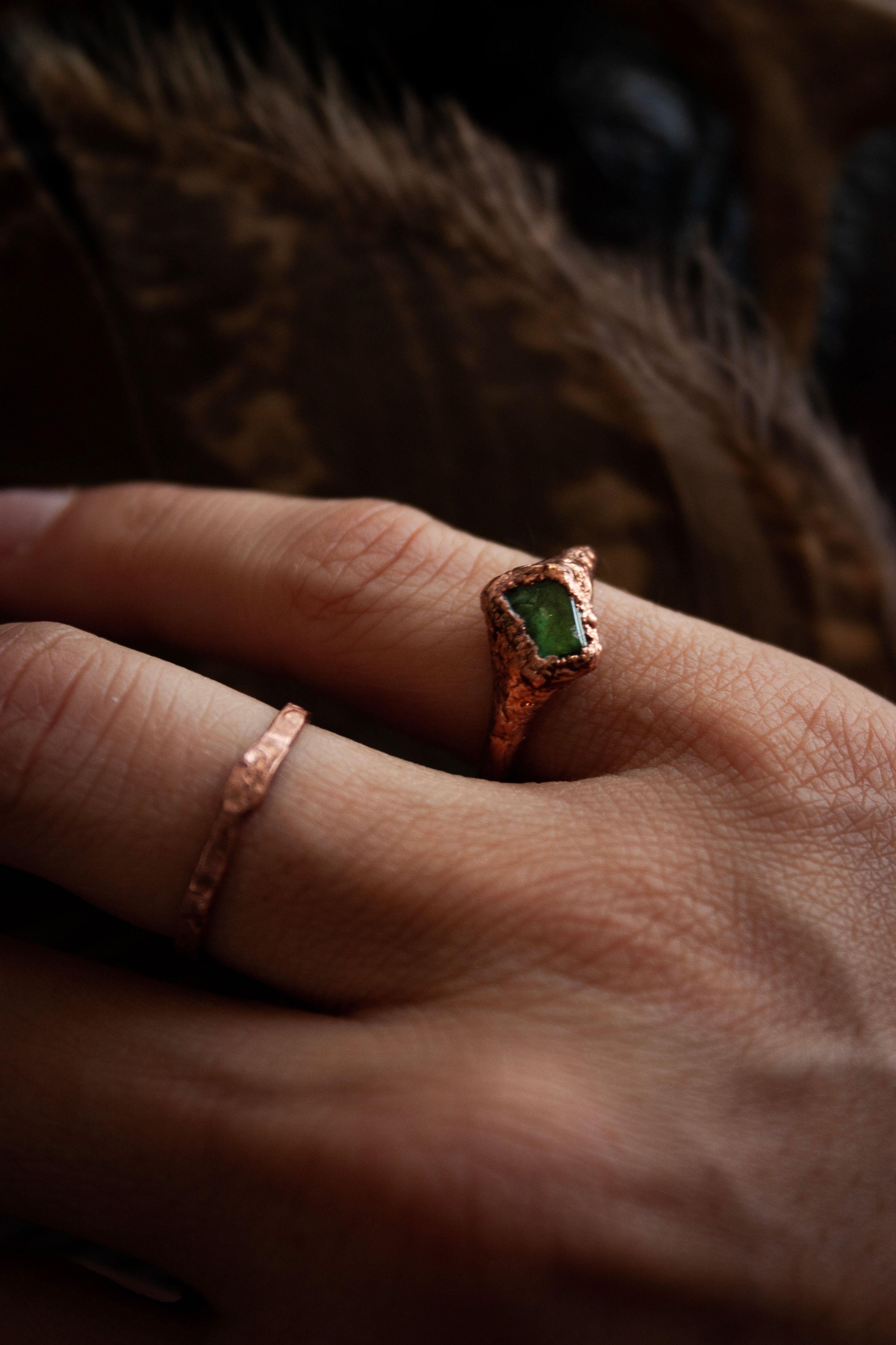 Verdelith/Grüner Turmalin Ring #S10 - Bright Aura finish