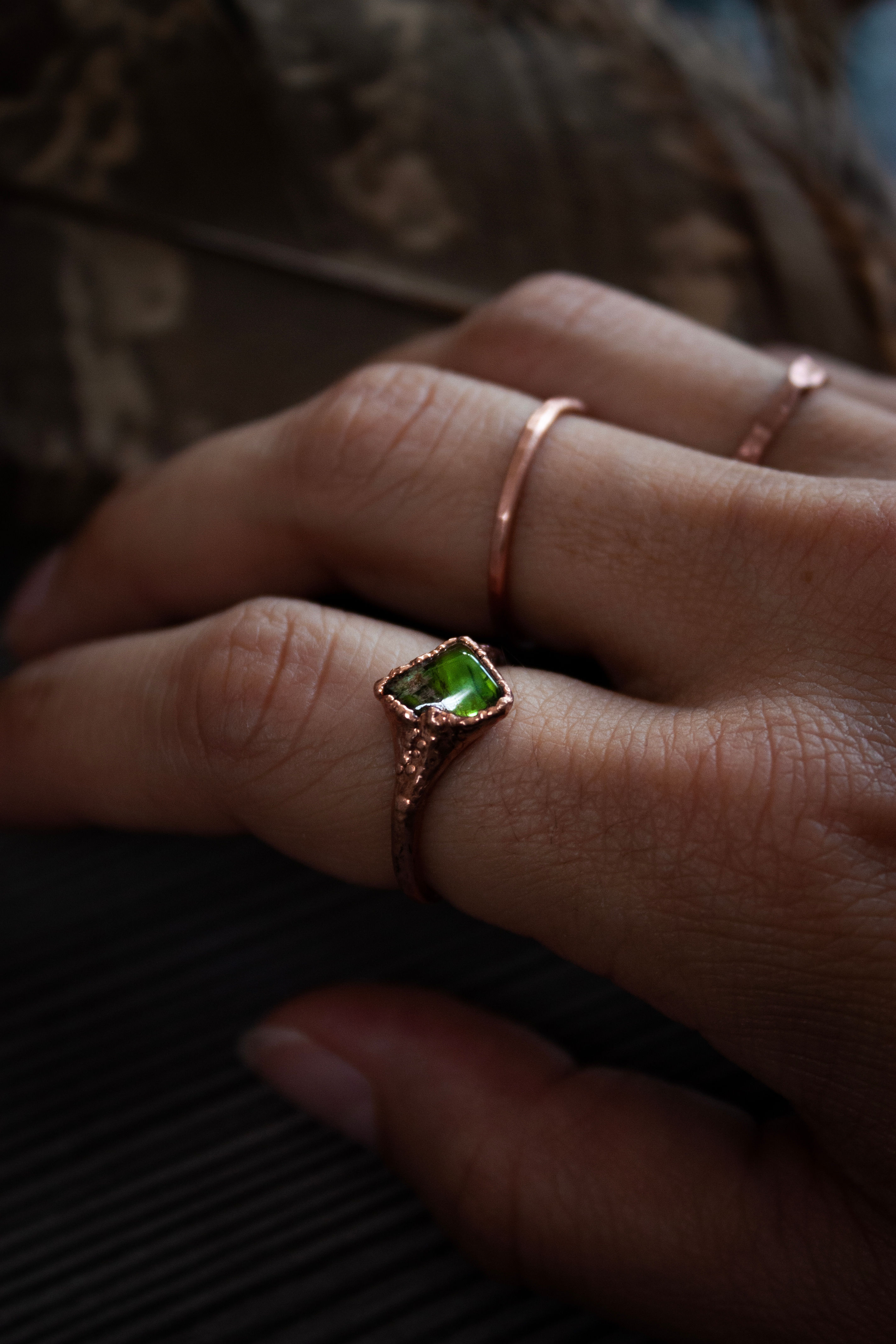 Verdelith/Grüner Turmalin Ring #S11 - Bright Aura finish