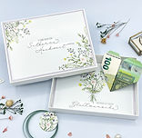 Geldgeschenk zur Silberhochzeit mit Aquarellblumen – A6 Geschenkbox für Geldgeschenke zur Hochzeit – TVE DESIGN