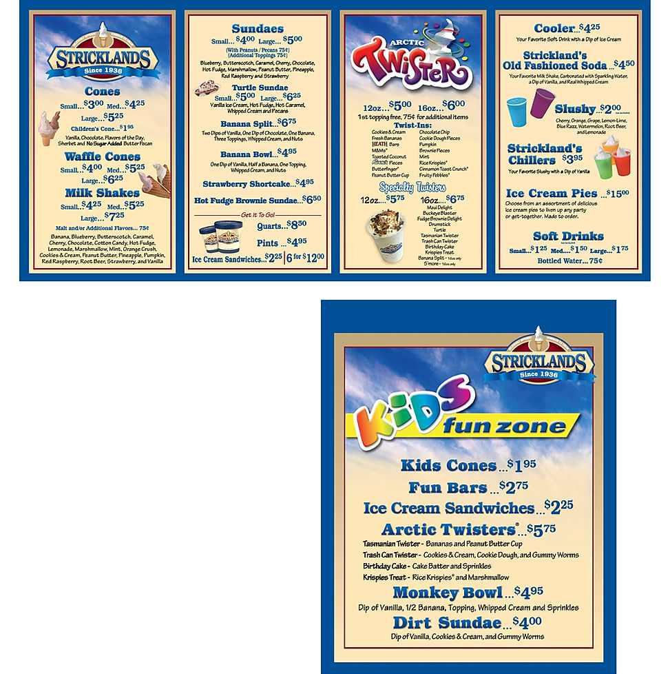 Stacklands Menu Streetsboro M | stricklandsicecream