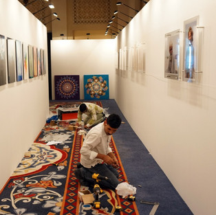 Exhibition installation work in progress