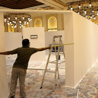 Exhibition installation work in progress