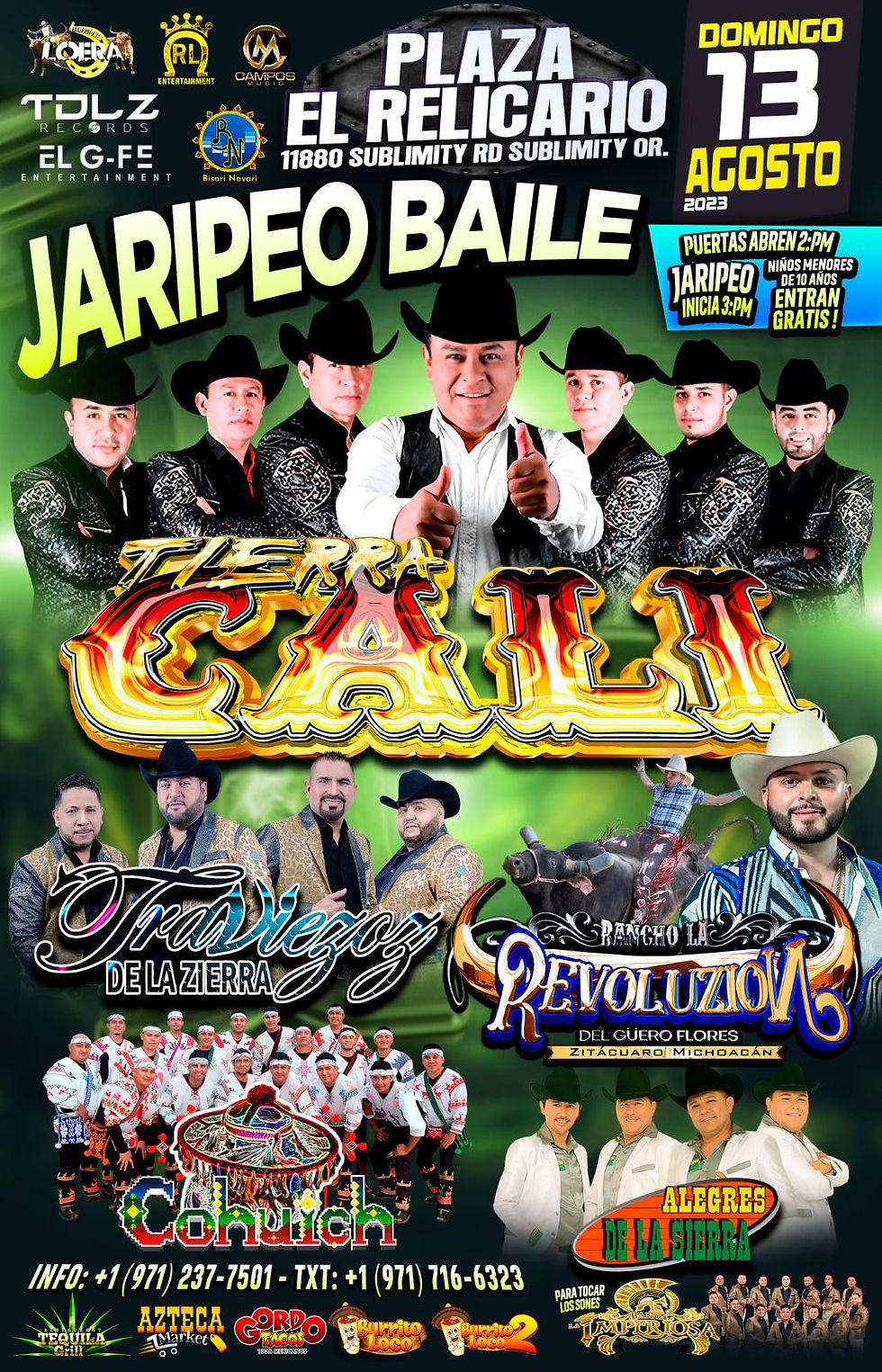 Plaza El Relicario, Sublimity, OR. DOMINGO 13 DE AGOSTO