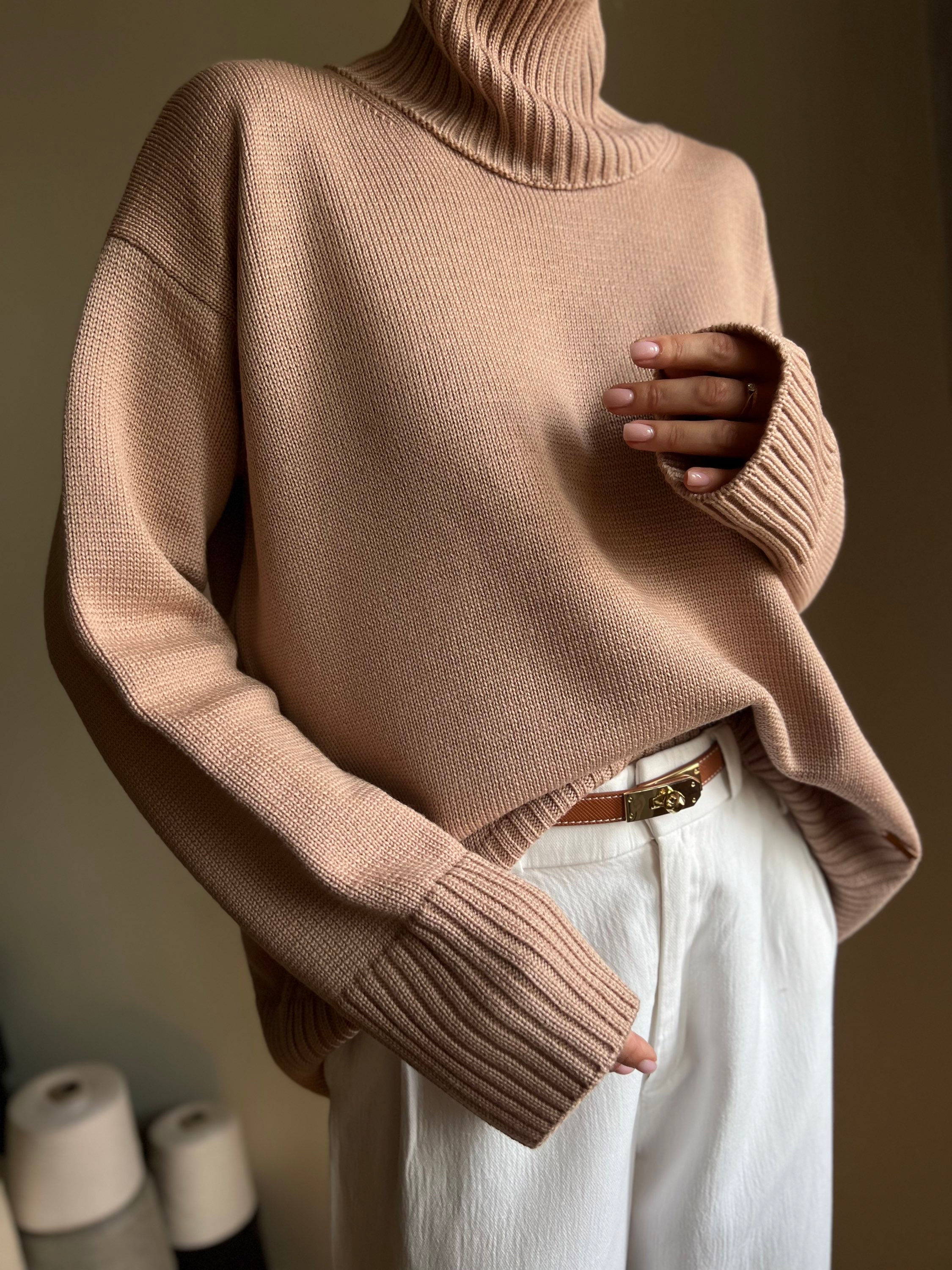 Oversized jumper with a high neck