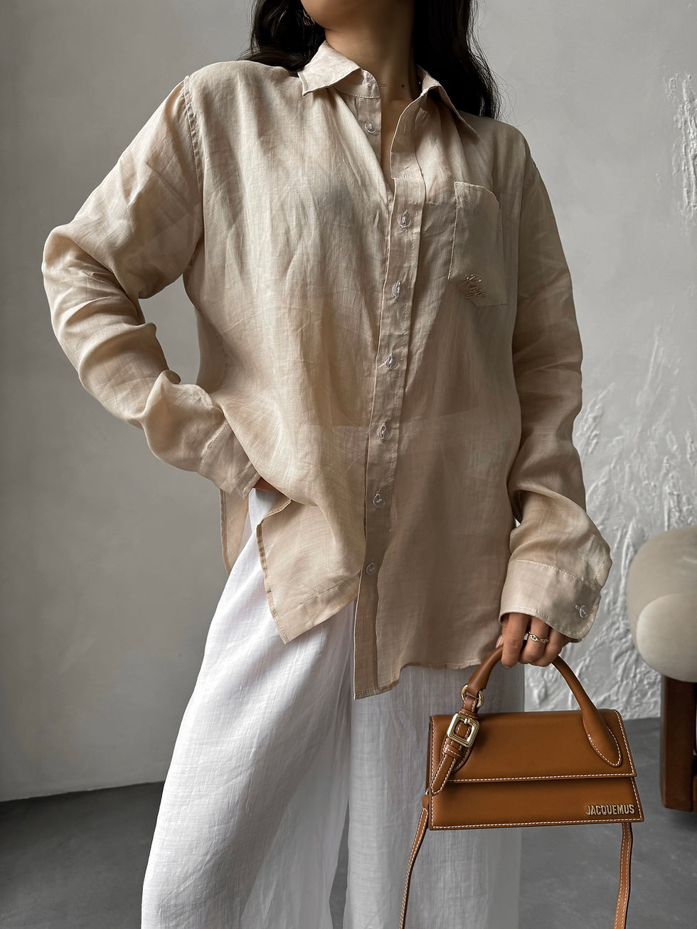 Thumbnail: Basic oversized shirt 100% Italian linen 
