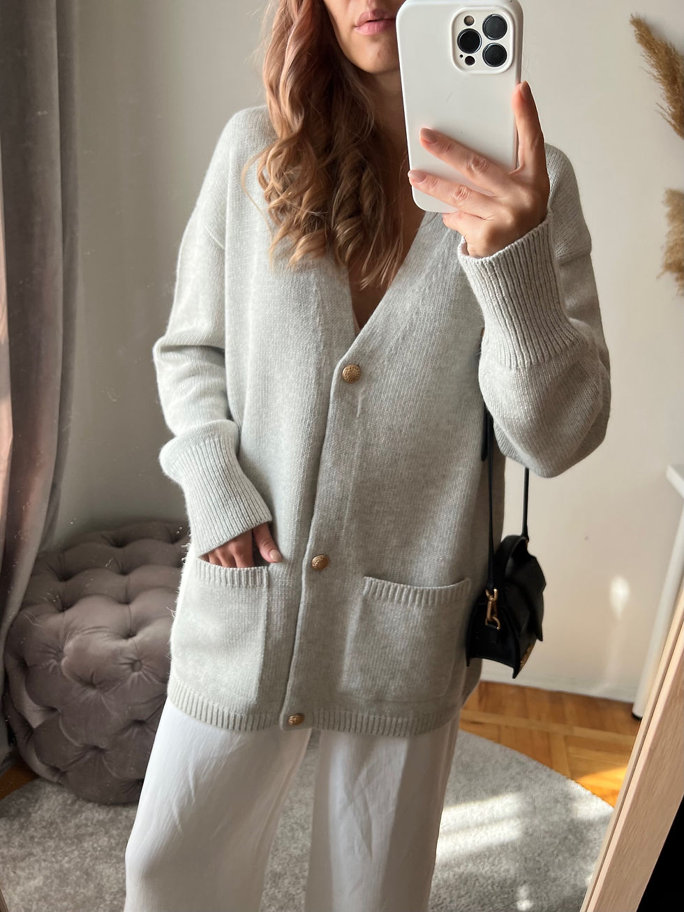 Thumbnail: Light gray elongated cardigan