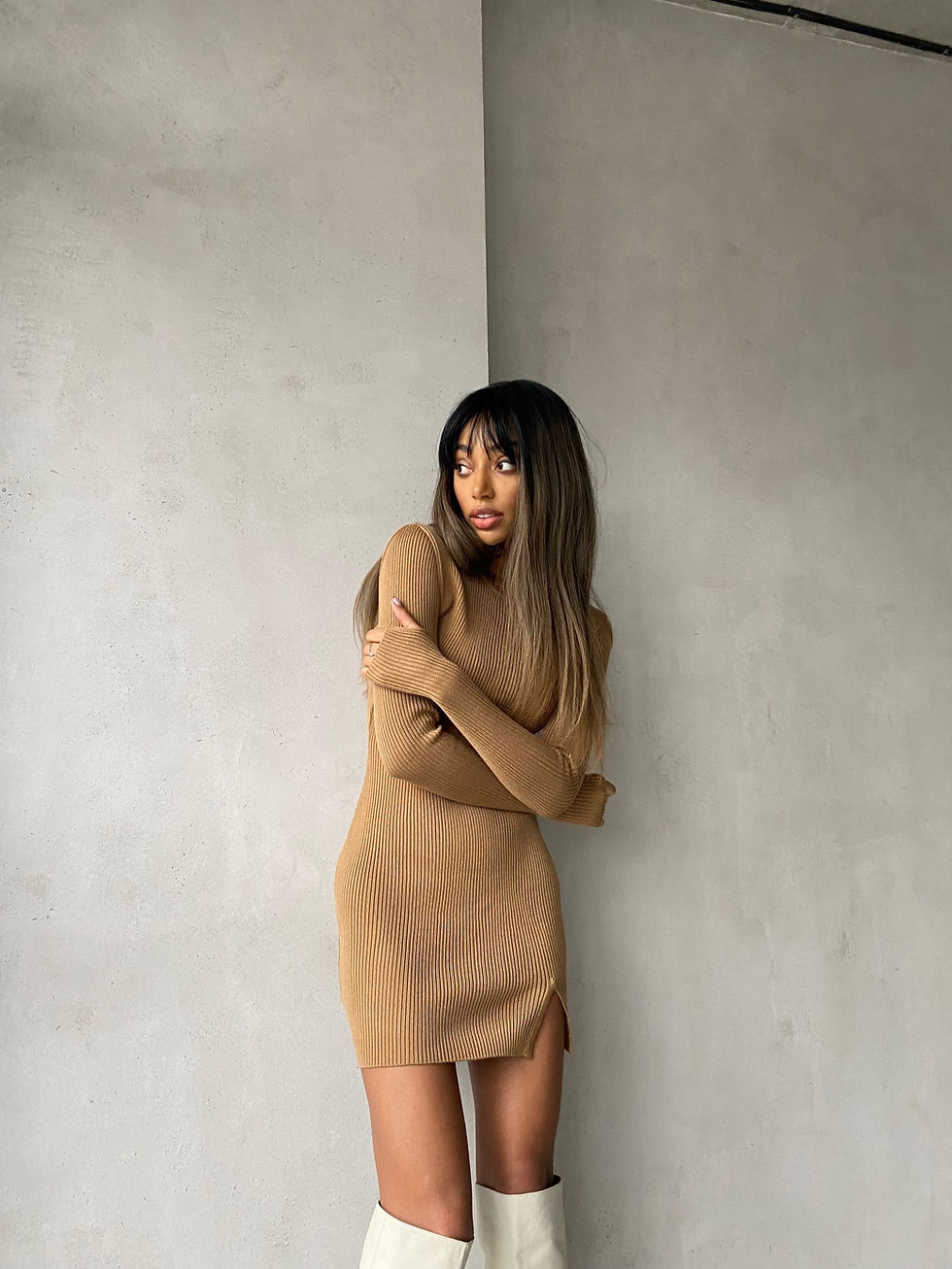 Thumbnail: Dress with a glove sleeve