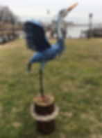 2020 Large Blue Heron wings up with rope