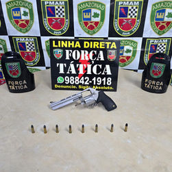 Polícia Militar do Amazonas apreende arma de fogo e munições na zona leste