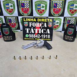 Polícia Militar do Amazonas apreende arma de fogo e munições na zona leste