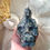Thumbnail: Large Moss agate skull with iguana 