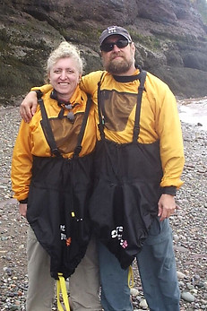 Bette and Paul getting ready to go kayaking on the Bay of Fundy