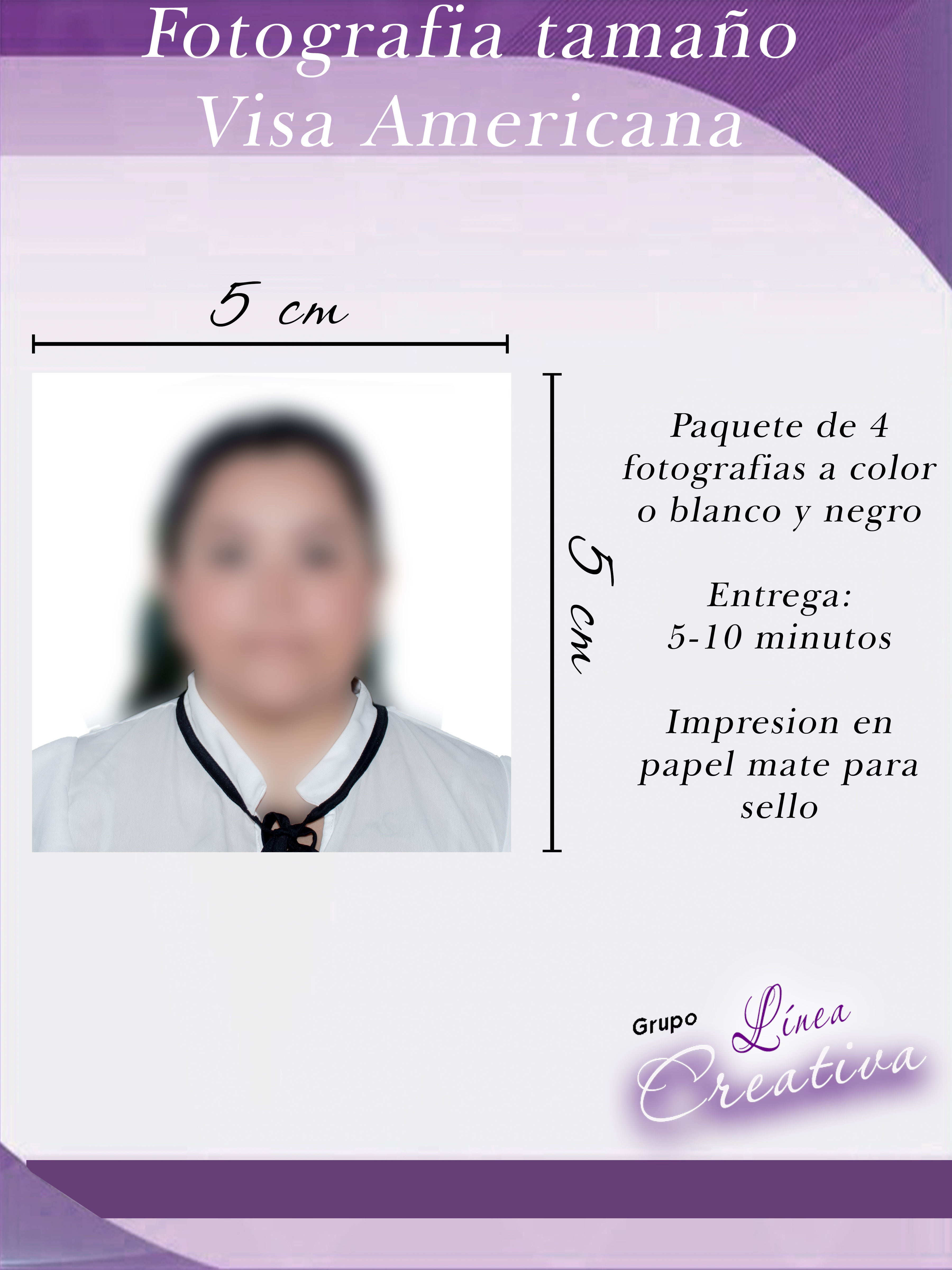 Fotografia tamaño Visa Americana