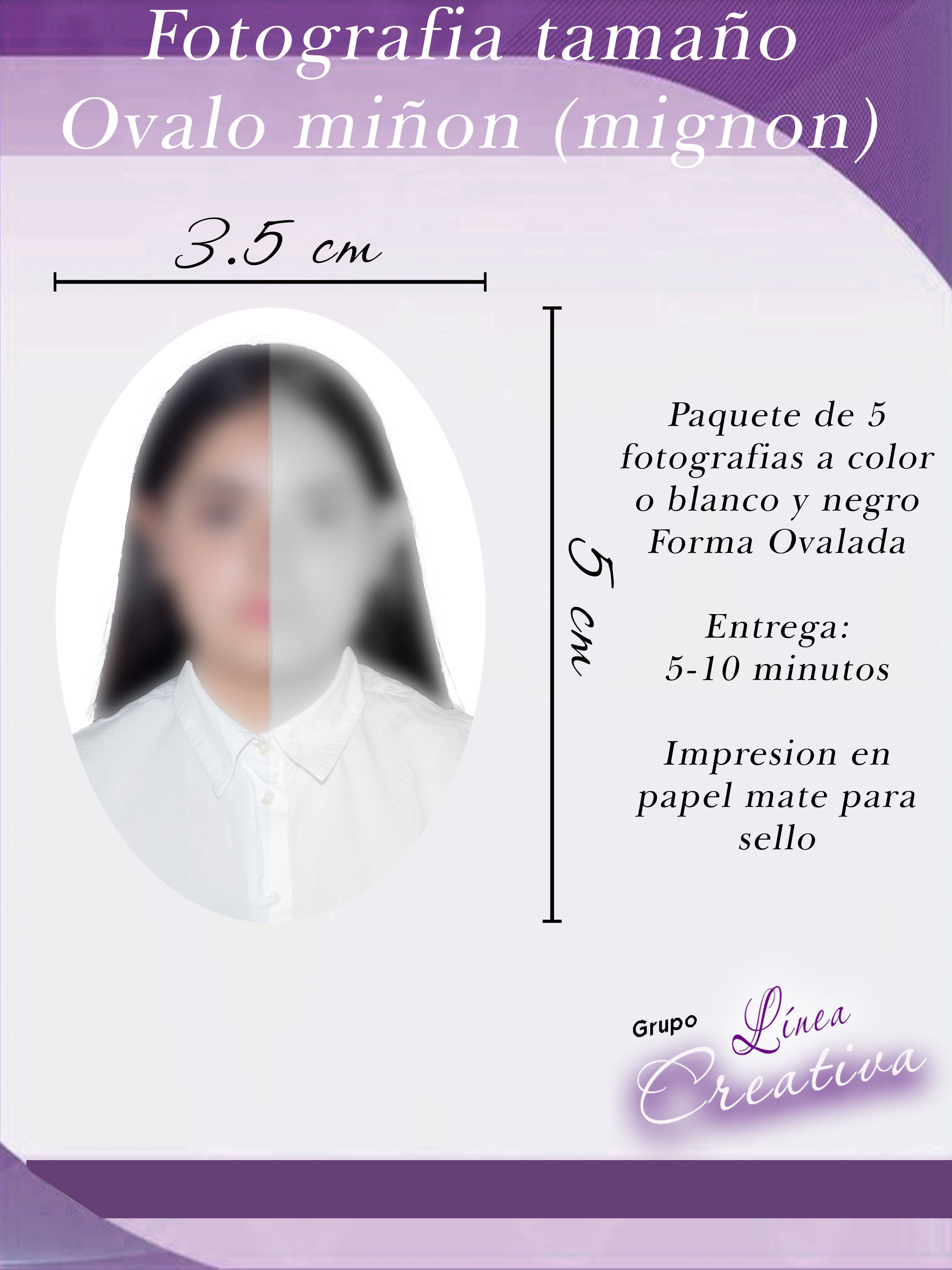 Fotografia tamaño Ovalo Mignon (Miñon)