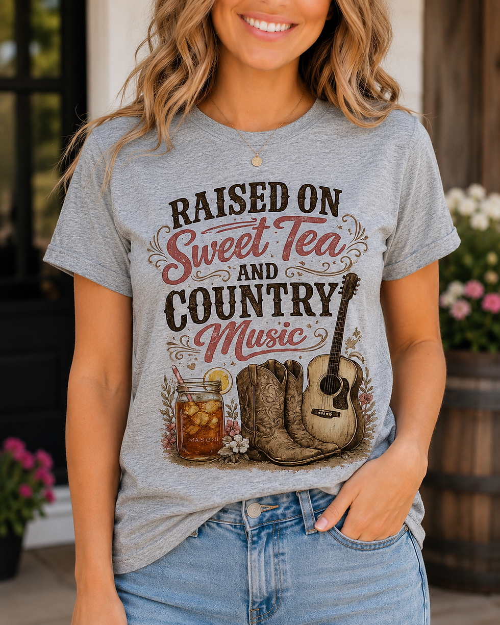 Thumbnail: Raised on Sweet Tea & Country Music Tee