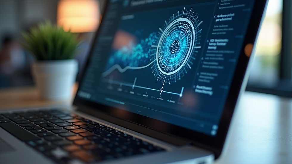 Close-up of a laptop screen showing AI-generated marketing content