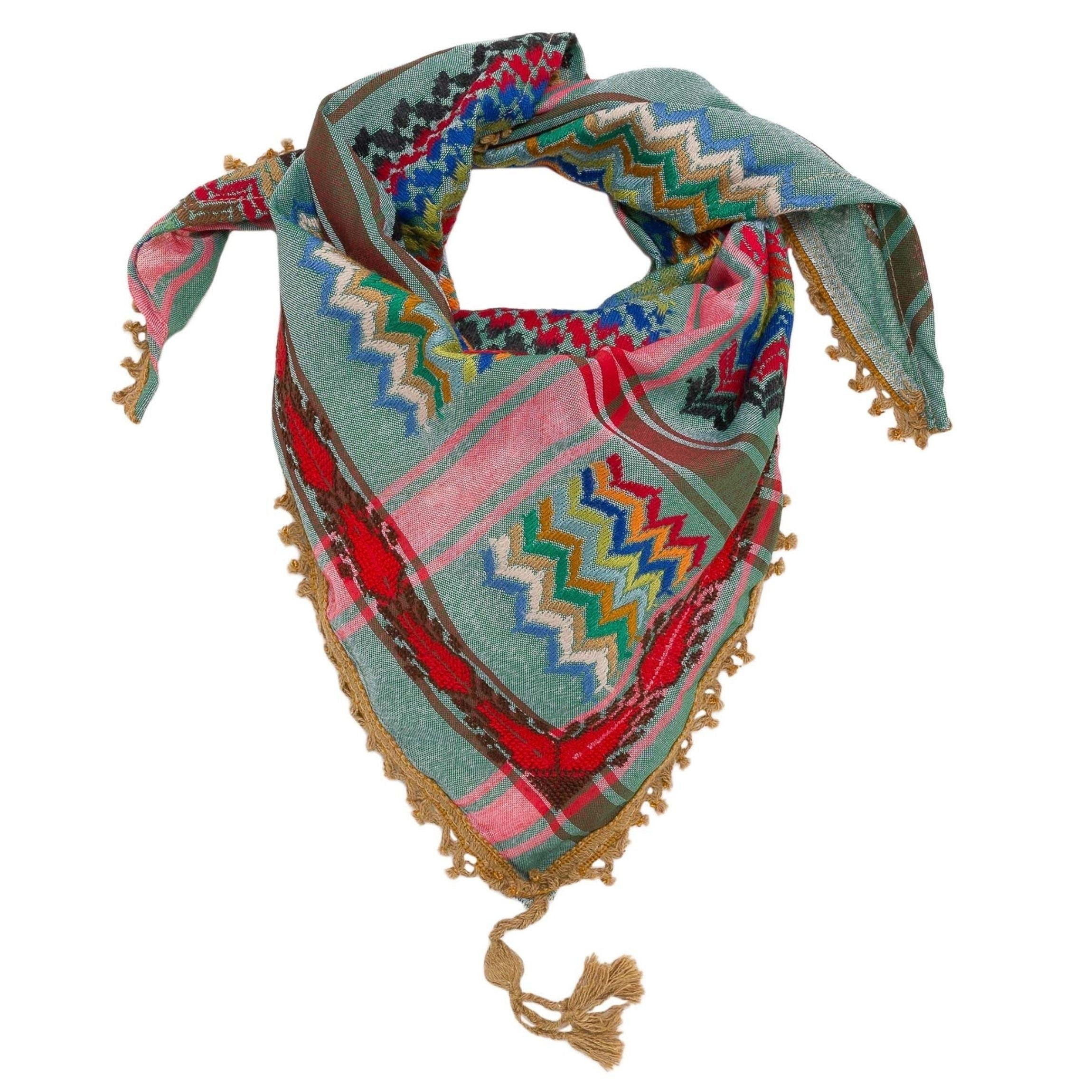 Mini Multicolor Keffiyeh (Green)