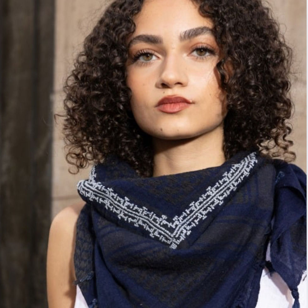 Thumbnail: Mary Cotton Keffiyeh (Graphite & Dark Blue)