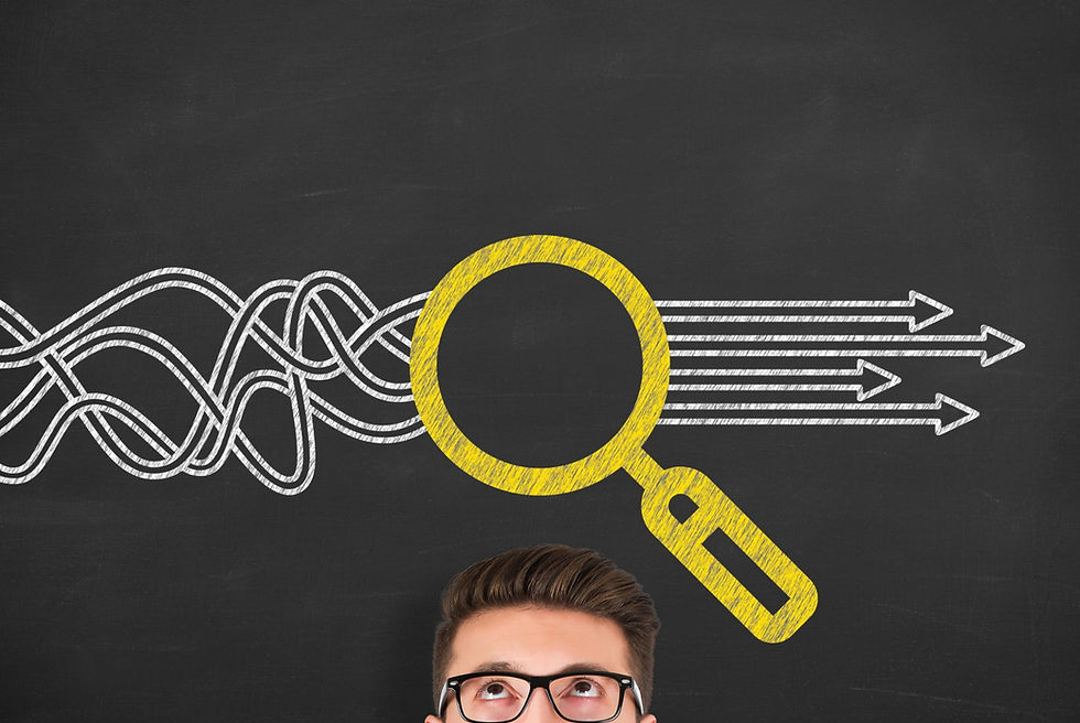 confusing thoughts becoming clear through magnifying glass