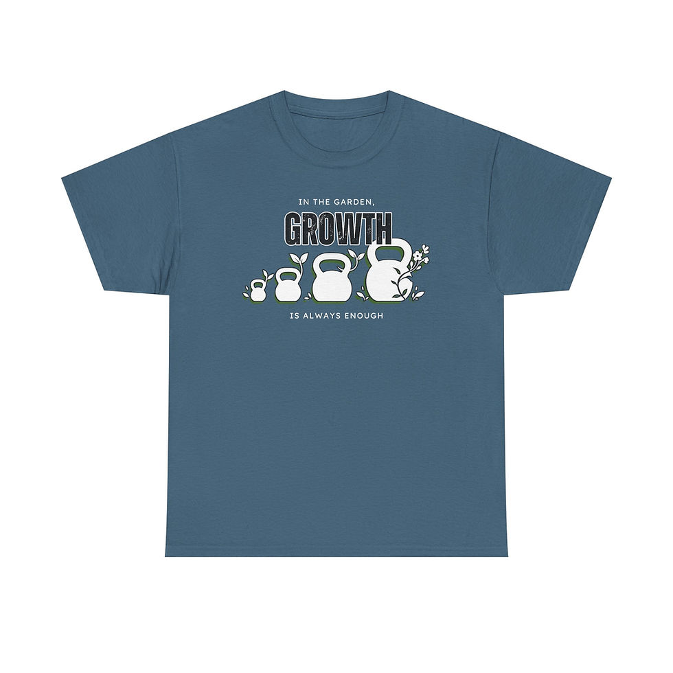 Thumbnail: Garden Fitness Tee - 'In the garden, growth is always enough' T-Shirt- Dark