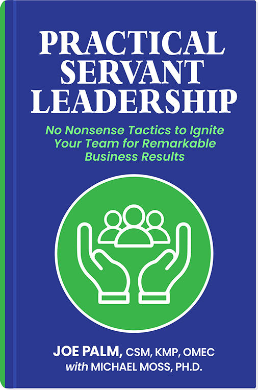 Cover of the book 'Practical Servant Leadership' by Joe Palm, showcasing a modern design with a focus on effective leadership