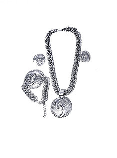 SILVER EARINGS BRACELET AND NECKLACE JEWELLRY  SET