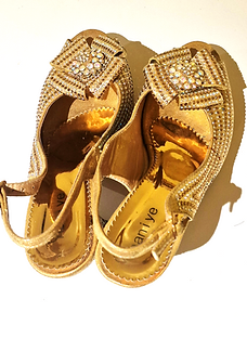 GOLD EVENING SANDALS WITH RHIMESTONES SIZE