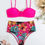 Thumbnail: bikini 2 piece color printed swimwear