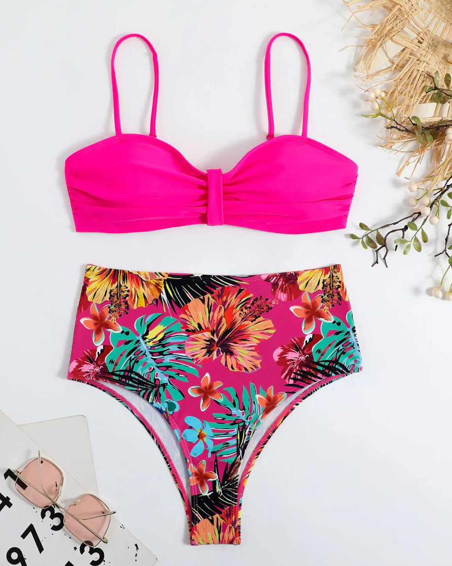 bikini 2 piece color printed swimwear