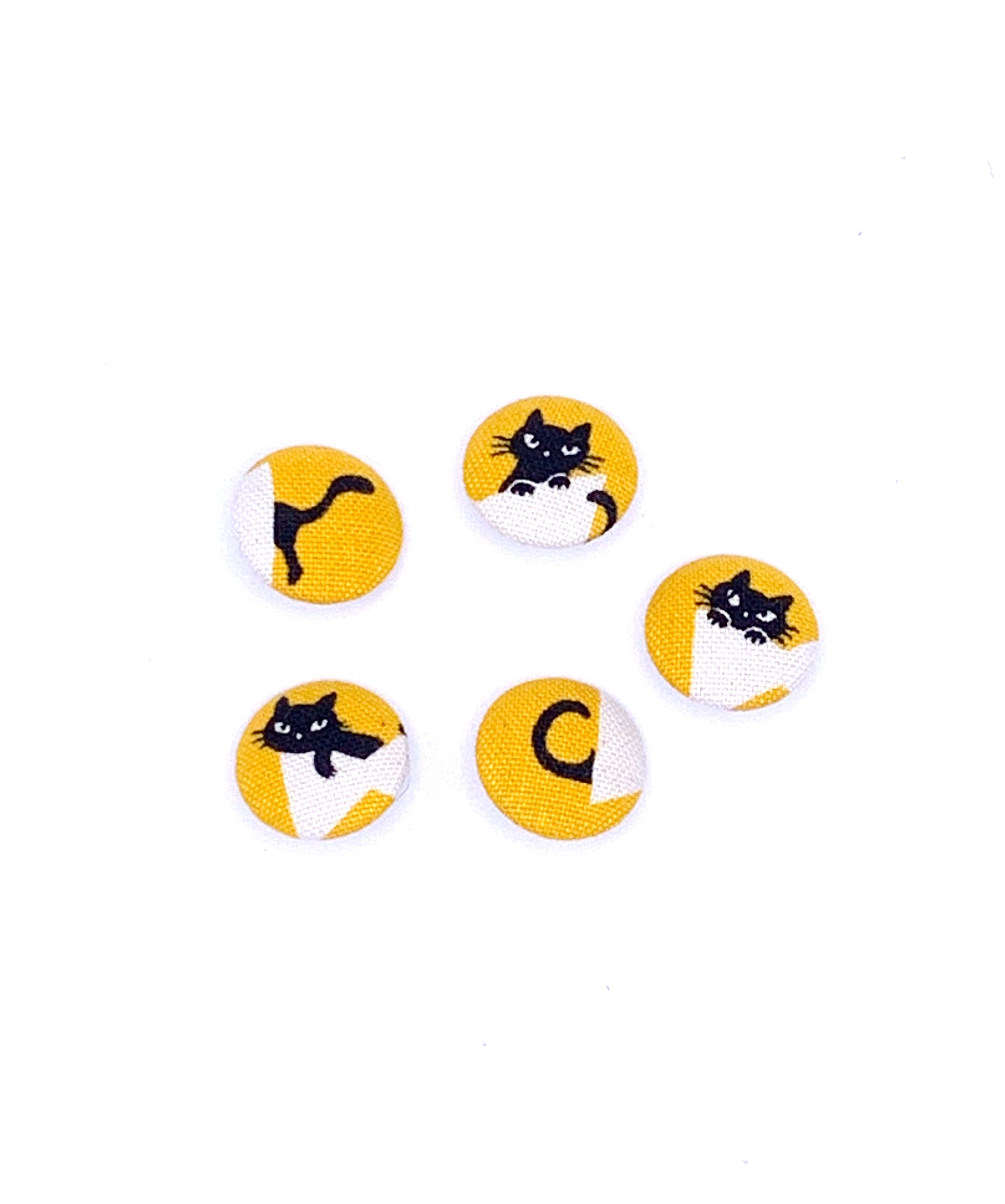 Black Cats Fabric Buttons