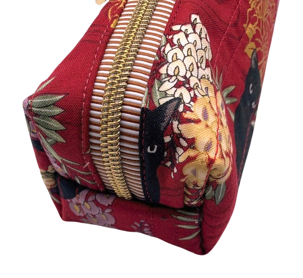 Thumbnail: Black Cats Zipper Pouch Red