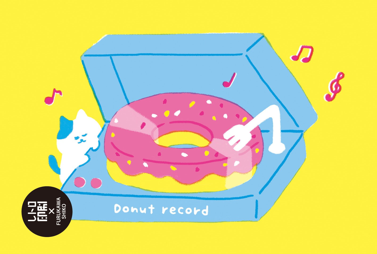 Kitty Donut Record Postcard Retro Printing JAM By Furukawashiko