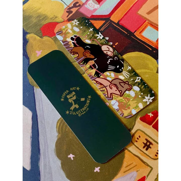 Cat And Mice Bookmark By Paper Rat Illustrations