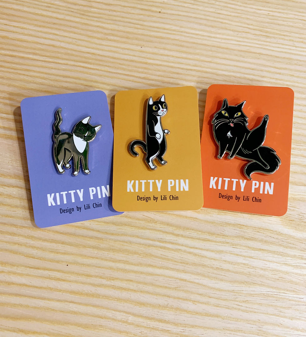 Thumbnail: Blep Kitty Enamel Pin By Lili Chin