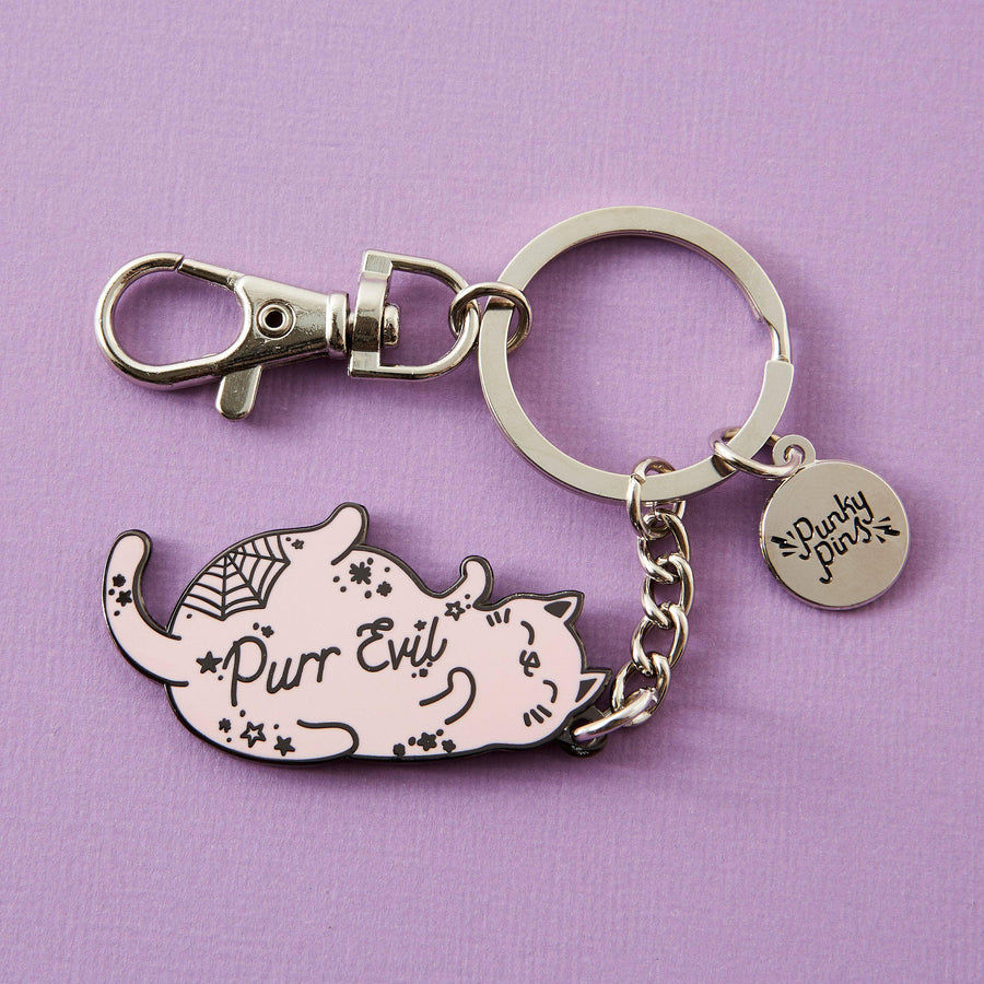 Purr Evil Hard Enamel Keyring By Punky Pins