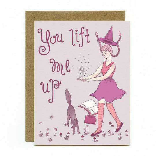 Levitation Witch And Cat Greeting Card By Bee’s Knees