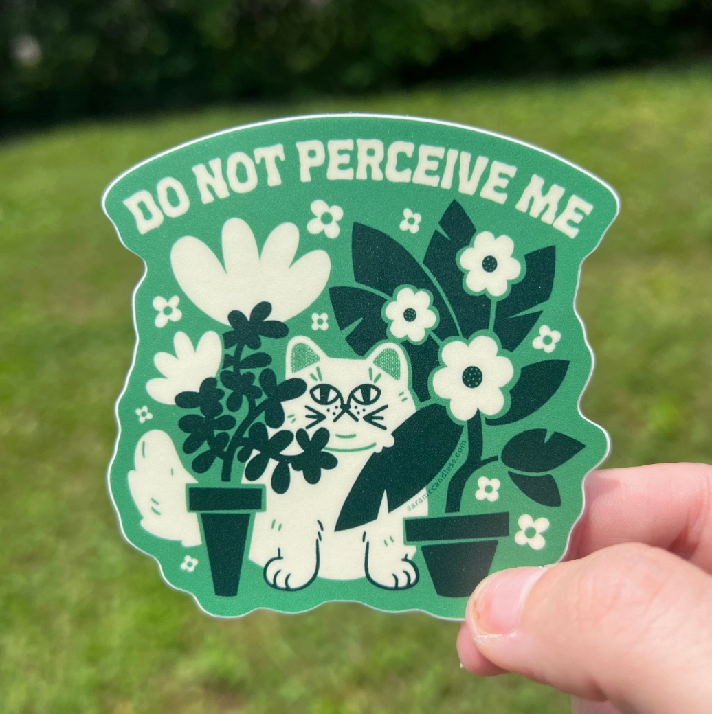 Do Not Perceive Me Cat Sticker By Sara McCandless Illustration
