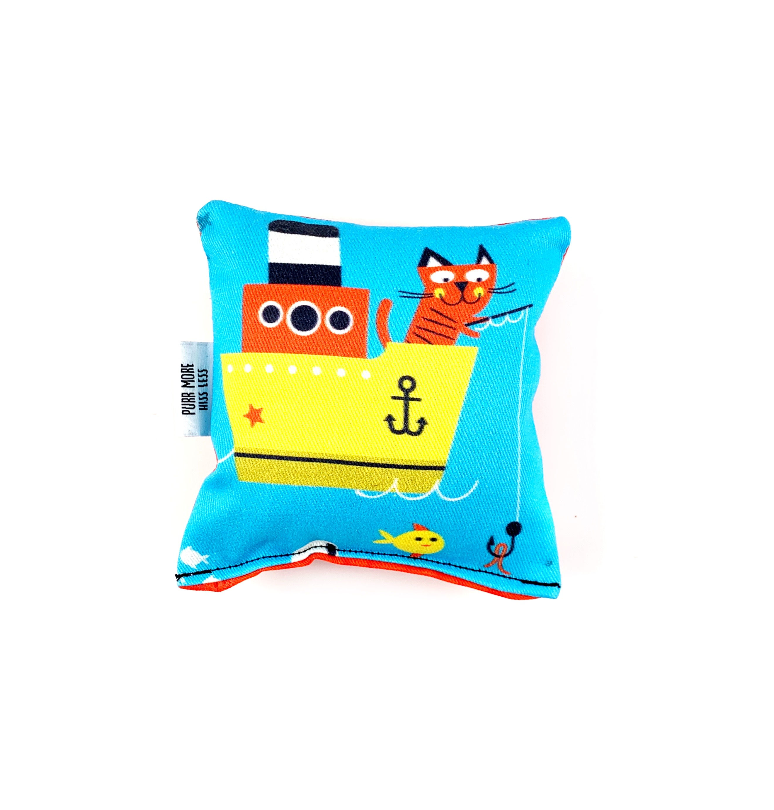 Yellow Ship Nautical Nonsense Cats Toy Square Catnip