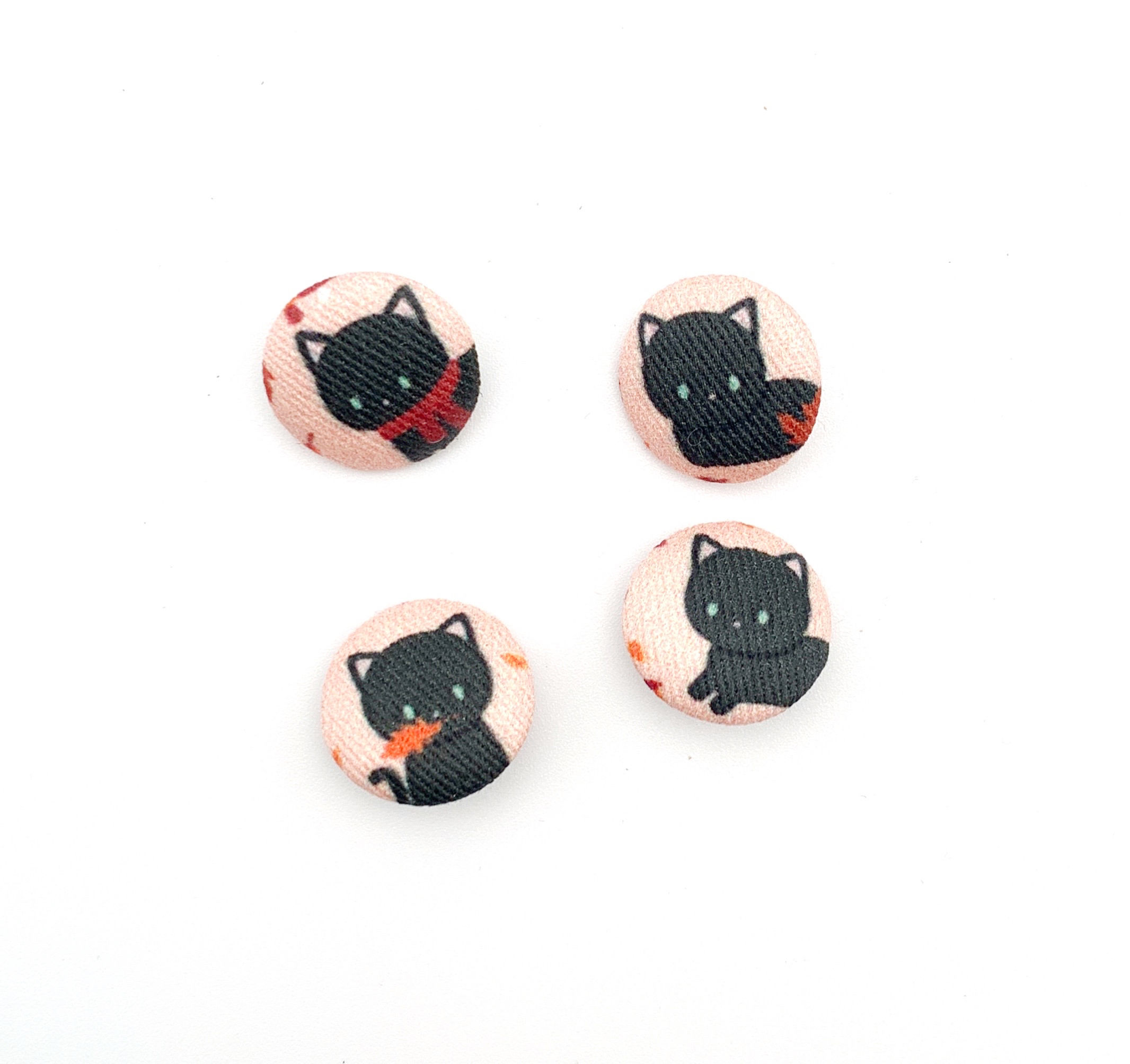 Autumn Black Cats Fabric Buttons