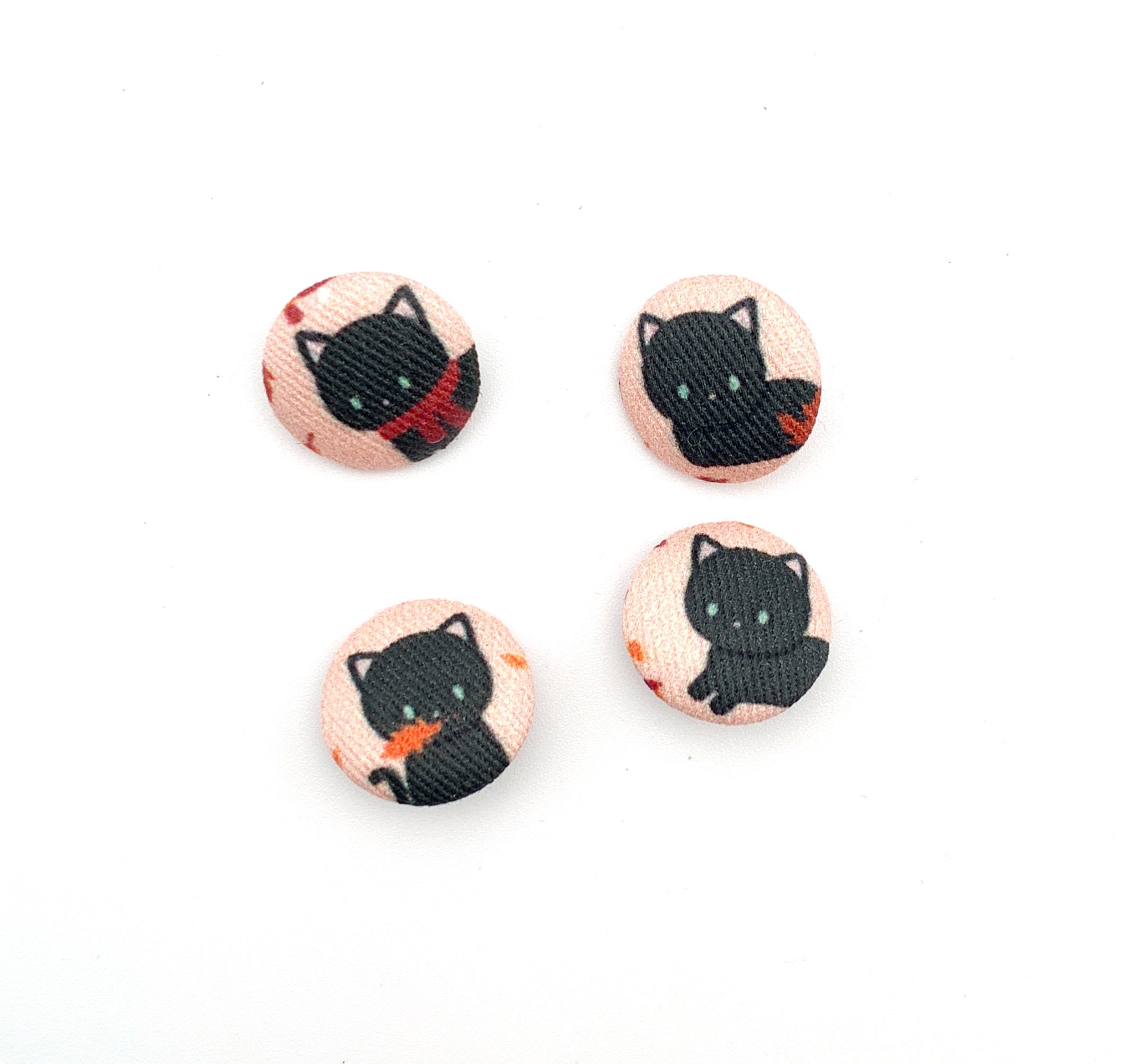 Autumn Black Cats Fabric Buttons