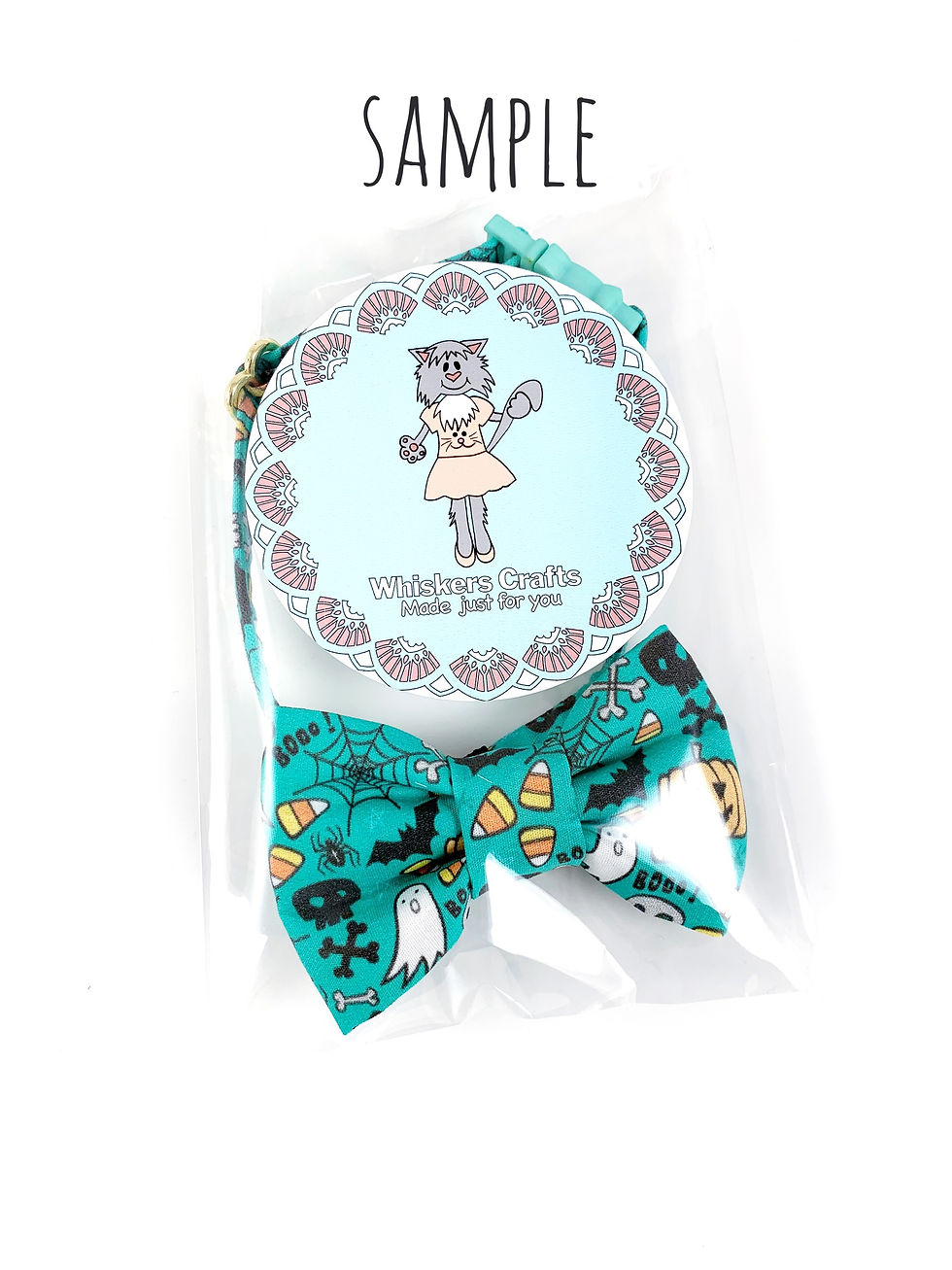 Thumbnail: Festive Fun Blue Halloween Bow Tie And Collar Set By Whiskers Crafts