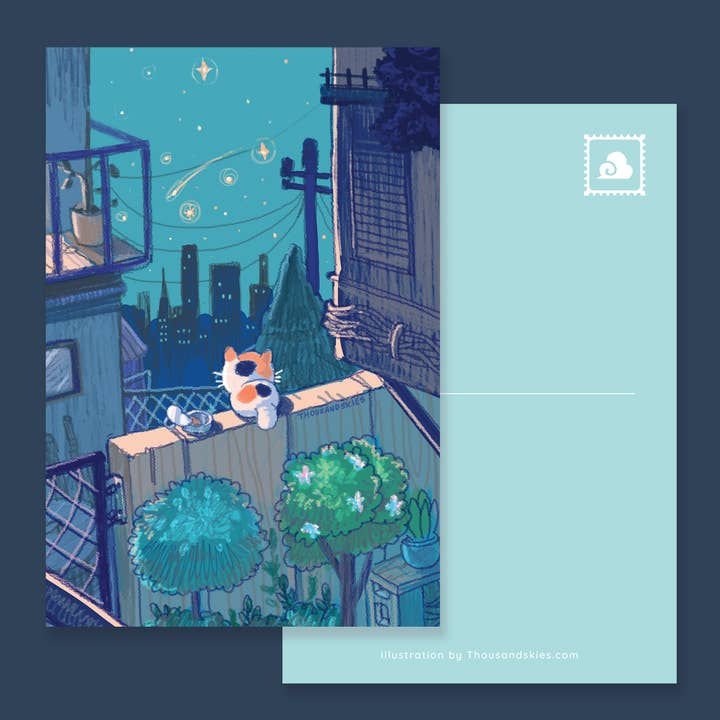 Midnight Kitten Postcard By Thousand Skies